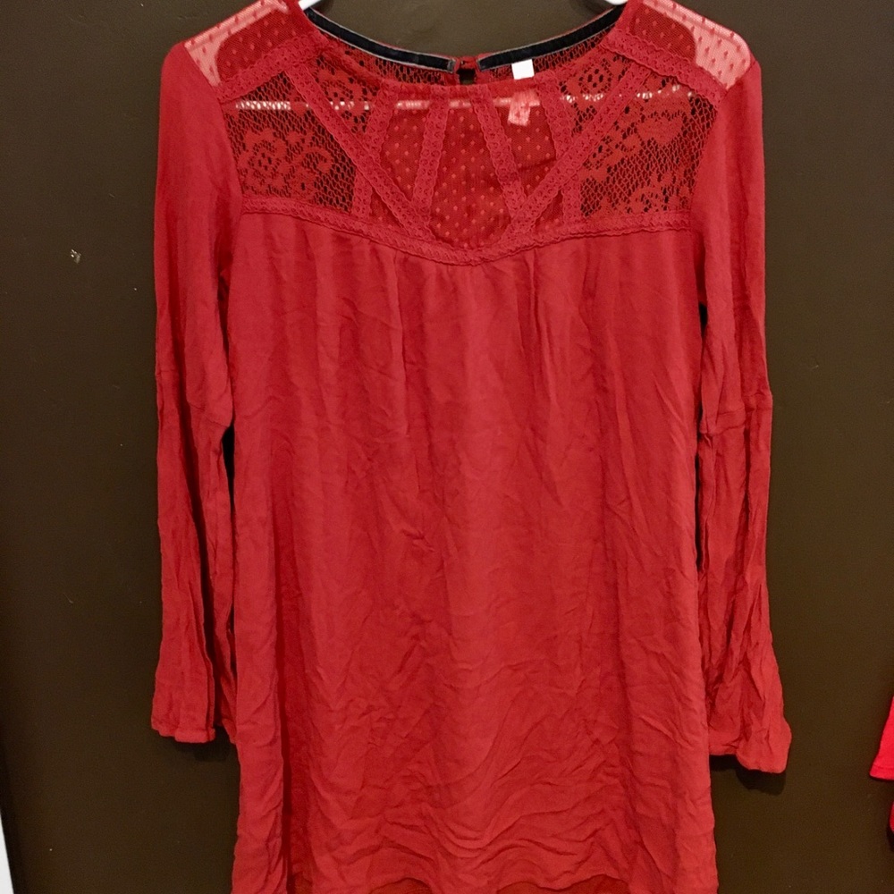 Orange flowy dress w/ flared arms